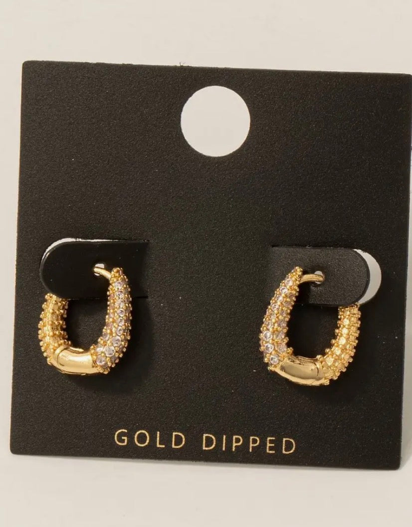 Gold Pave Hoops