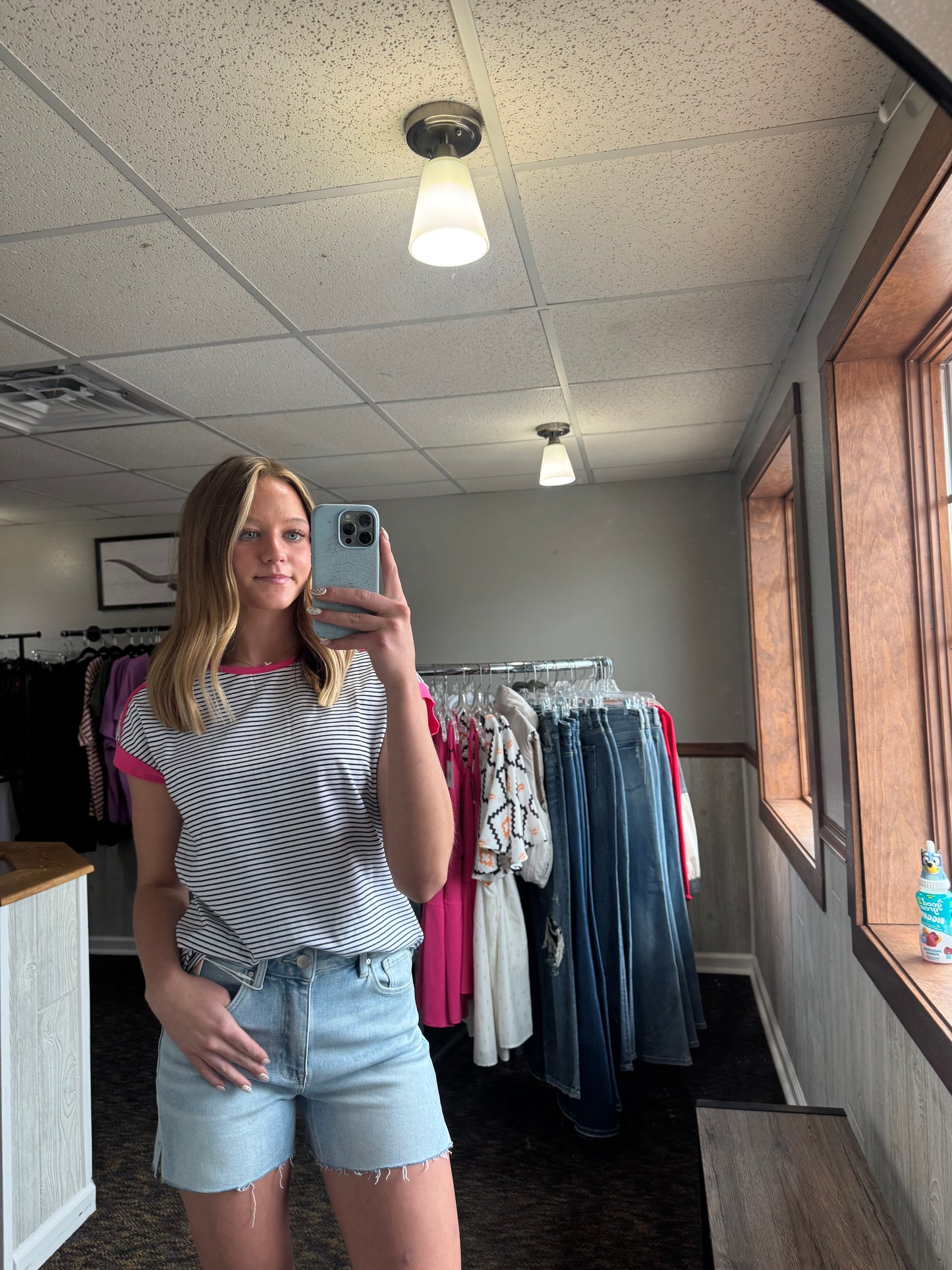Striped Pink Contrast Top