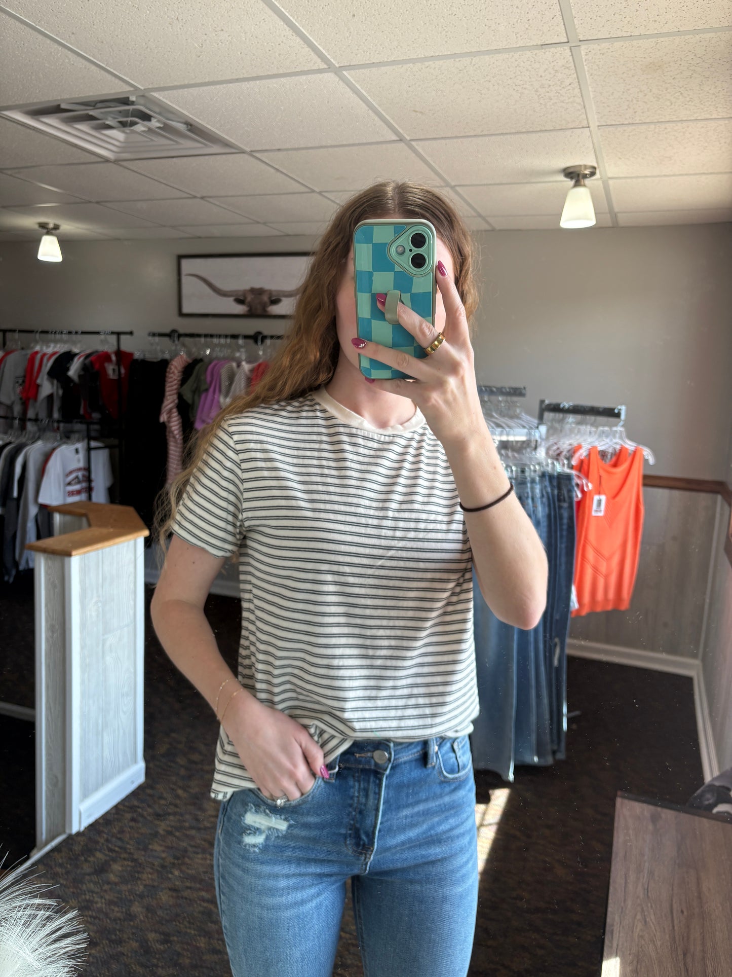 Beige Striped Tee