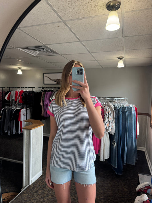 Striped Pink Contrast Top