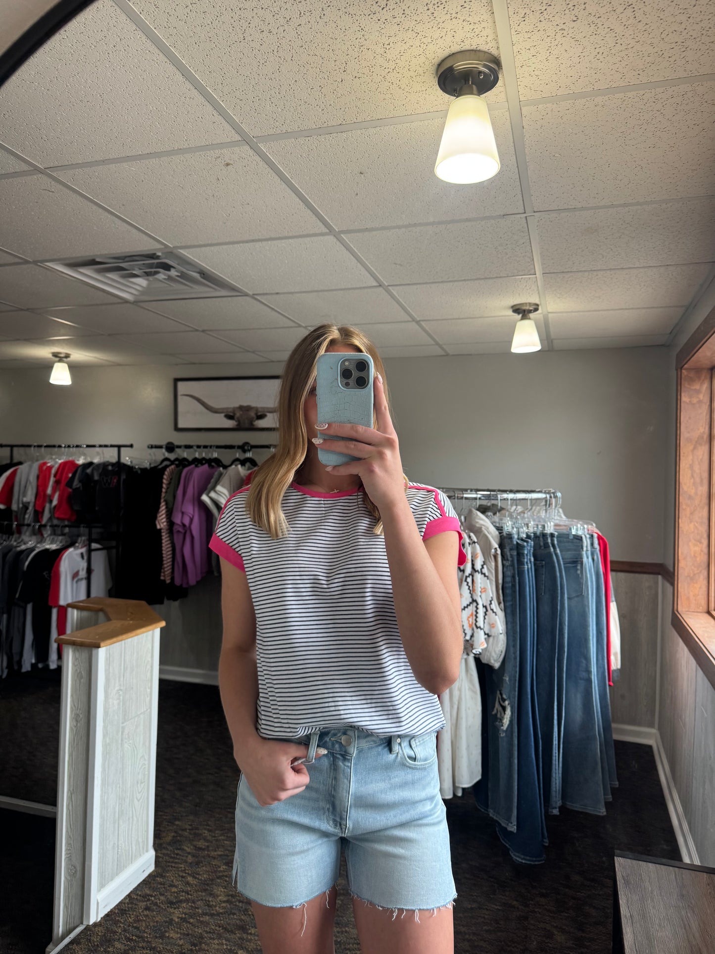 Striped Pink Contrast Top