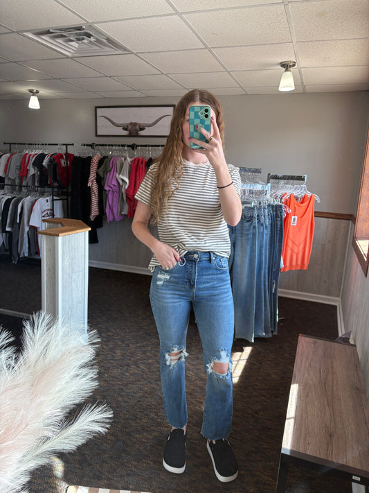 Beige Striped Tee