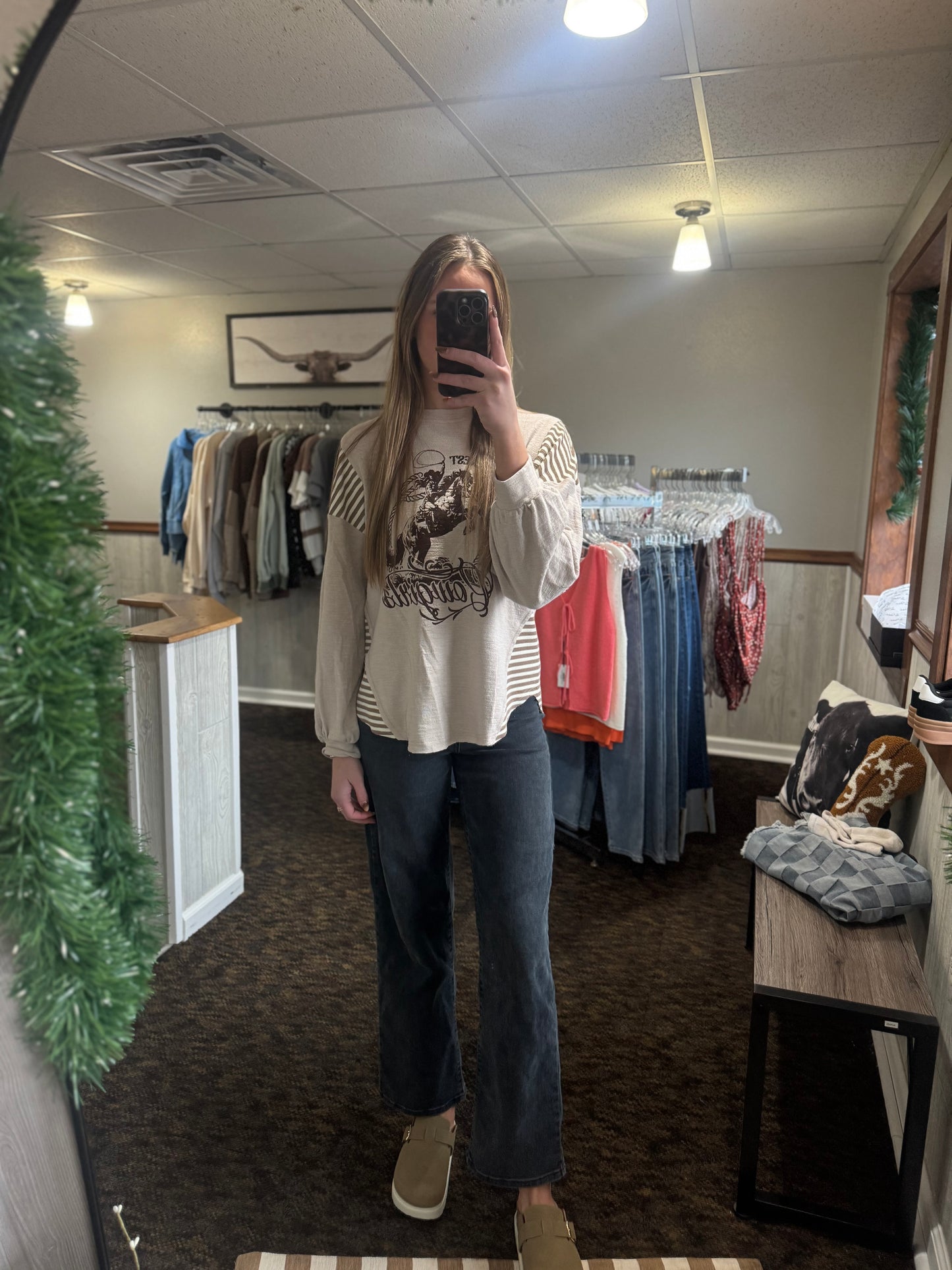 Oversized Western Graphic Crew