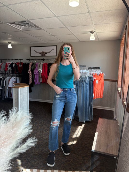 Teal Ribbed Tank