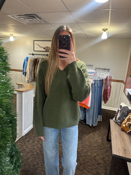 Olive Knit Hoodie