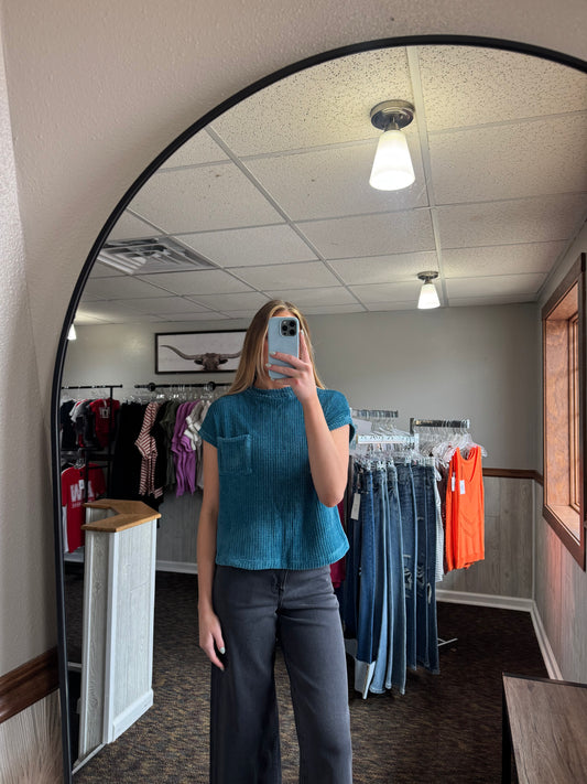 Teal Cap Sleeve Sweater
