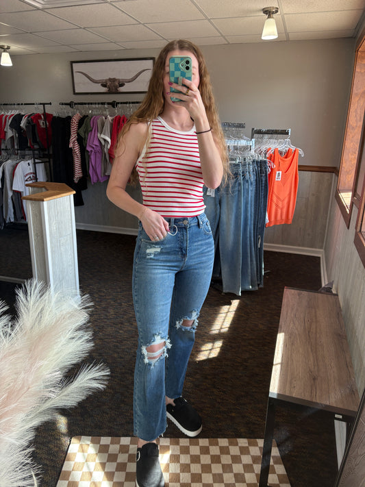 Red & White Stripes Tank