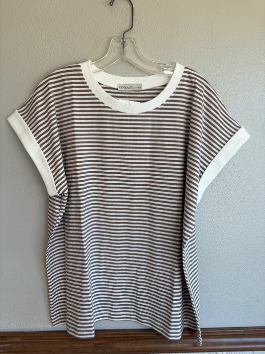 Stripe Contrast Trim Top