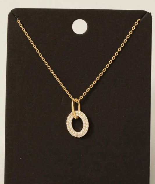 Pave Oval pendant necklace