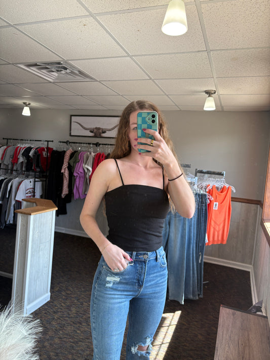 Spaghetti Tank- Black