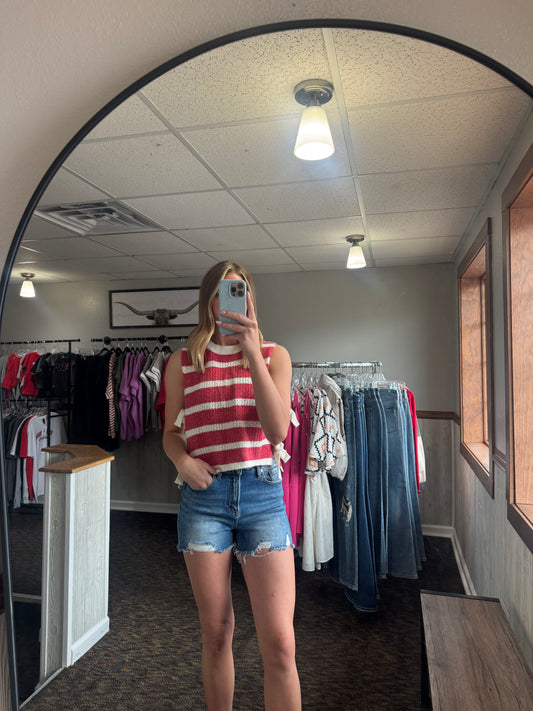 Red Side Tie Tank