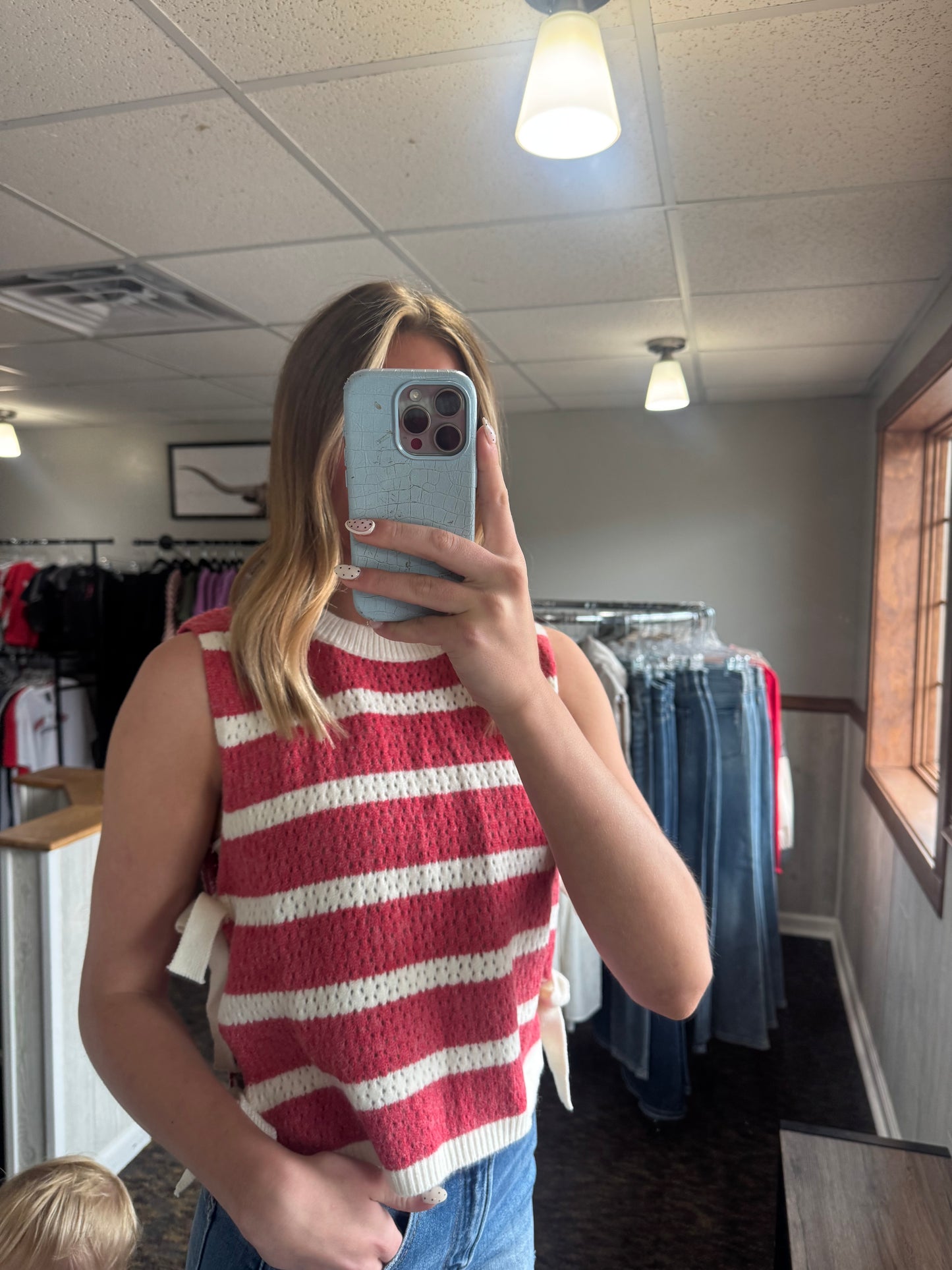 Red Side Tie Tank