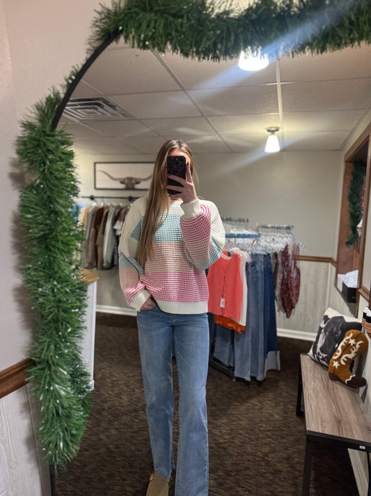 Bright Color-block Sweater