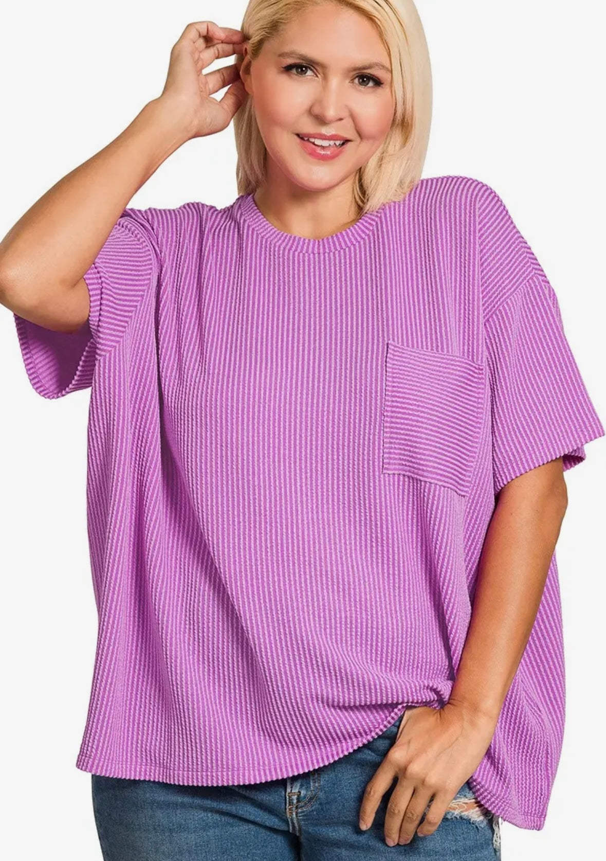 Purple Ribbed Top