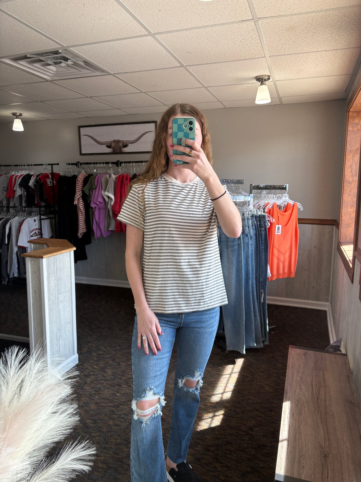 Beige Striped Tee
