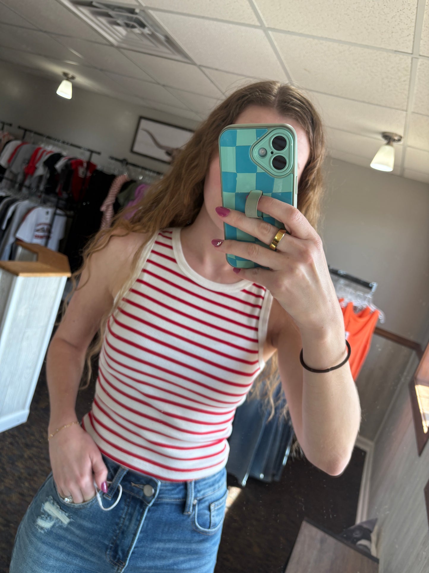 Red & White Stripes Tank