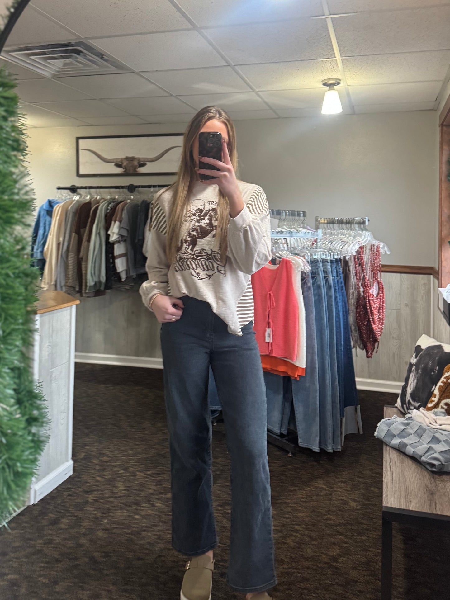 Oversized Western Graphic Crew