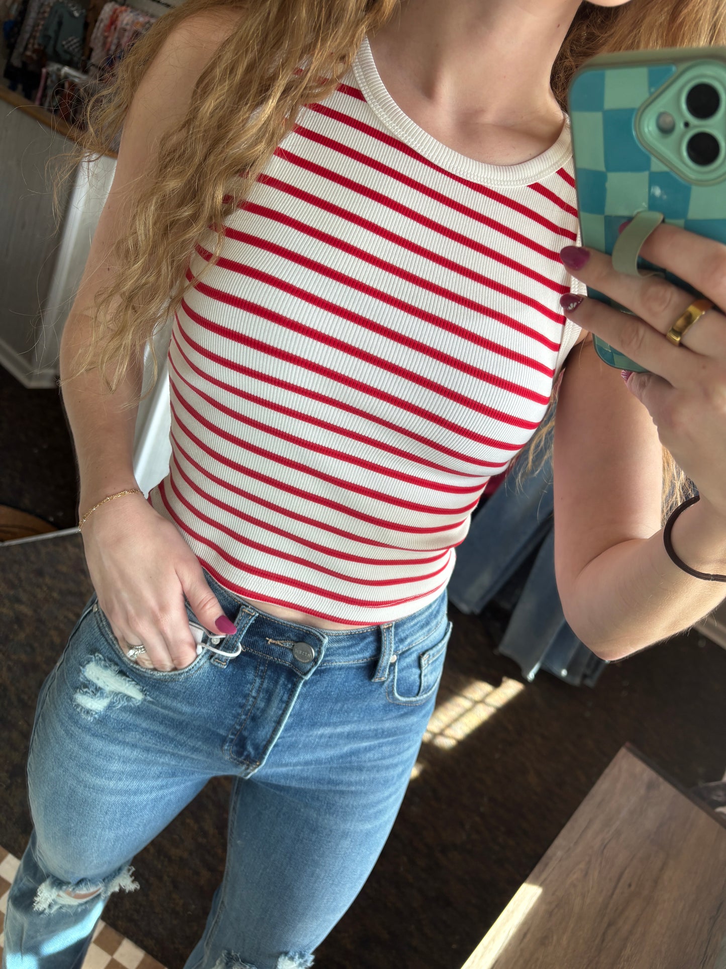 Red & White Stripes Tank
