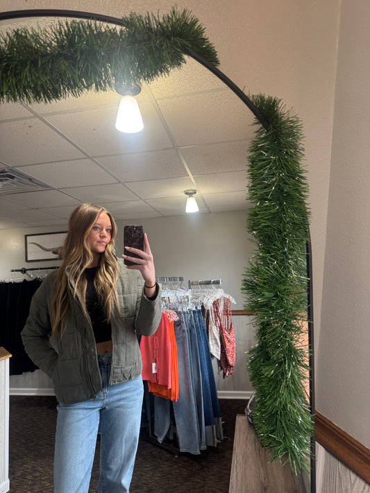 Green suede quilted jacket