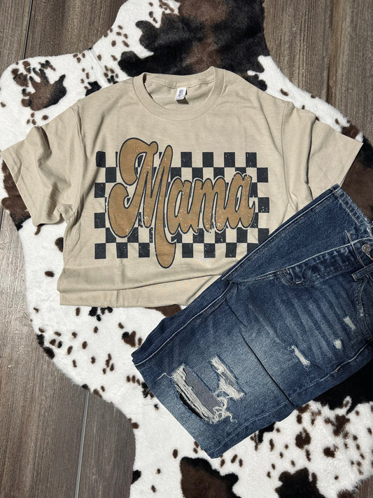 Checkered Mama Tee