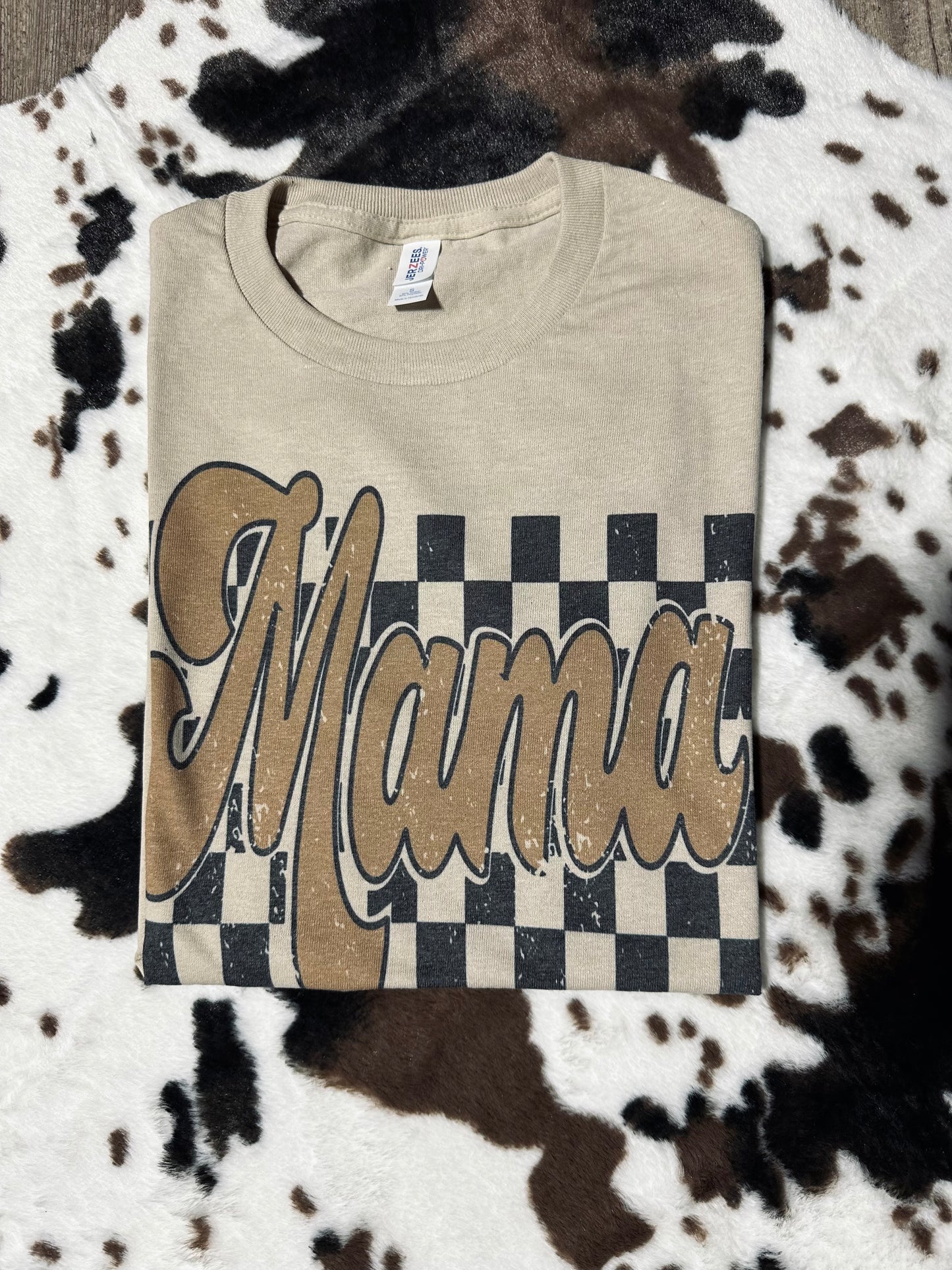 Checkered Mama Tee