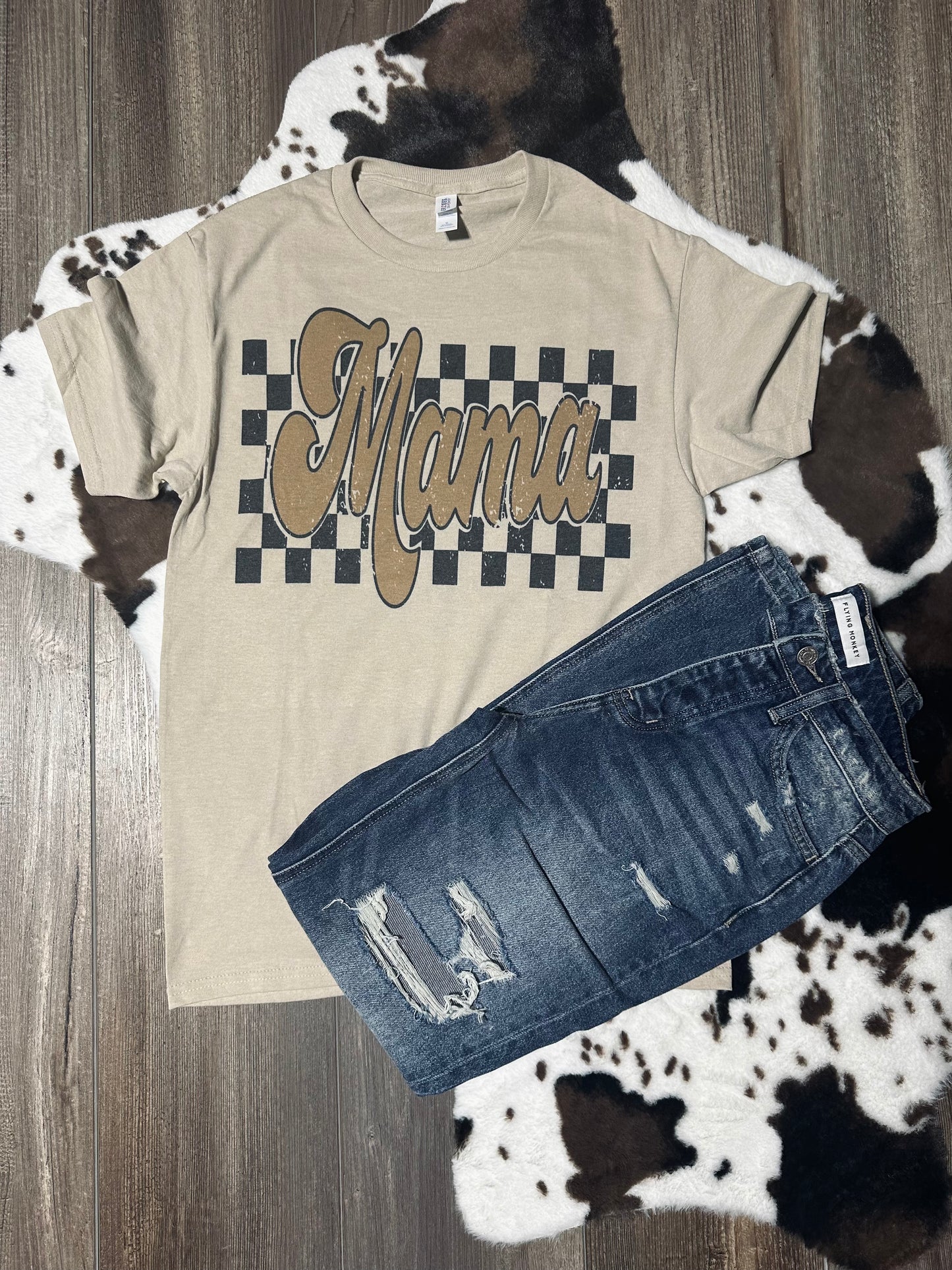 Checkered Mama Tee